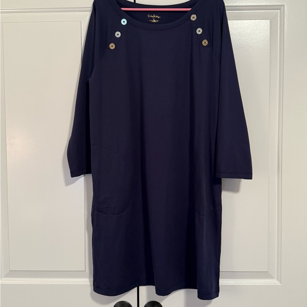 Lilly Pulitzer Navy Blue Button-Detail Dress